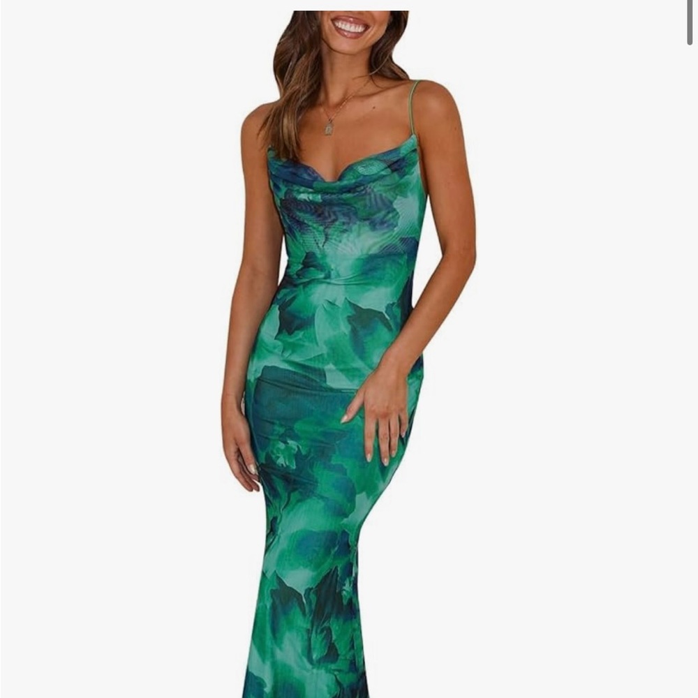 Elegant Green Floral Dress